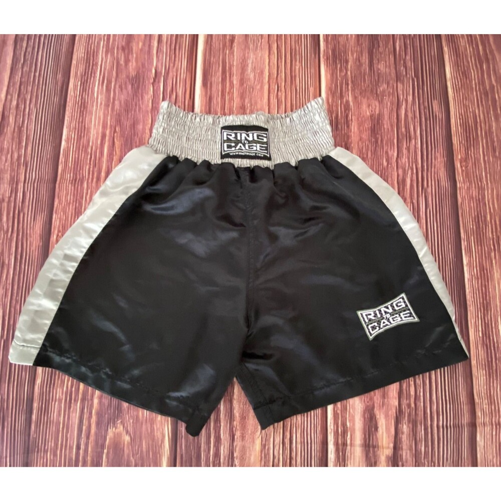 Ring to Cage Youth Boxing Shorts K-M Black Gray MMA Muay Thai Training